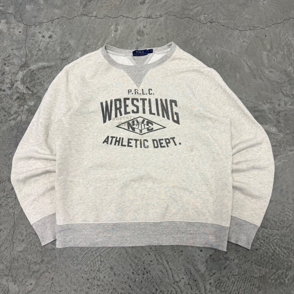 Polo Ralph Lauren Wrestling Athletic Dept NYC Gray Sweatshirt Mens L Vintage